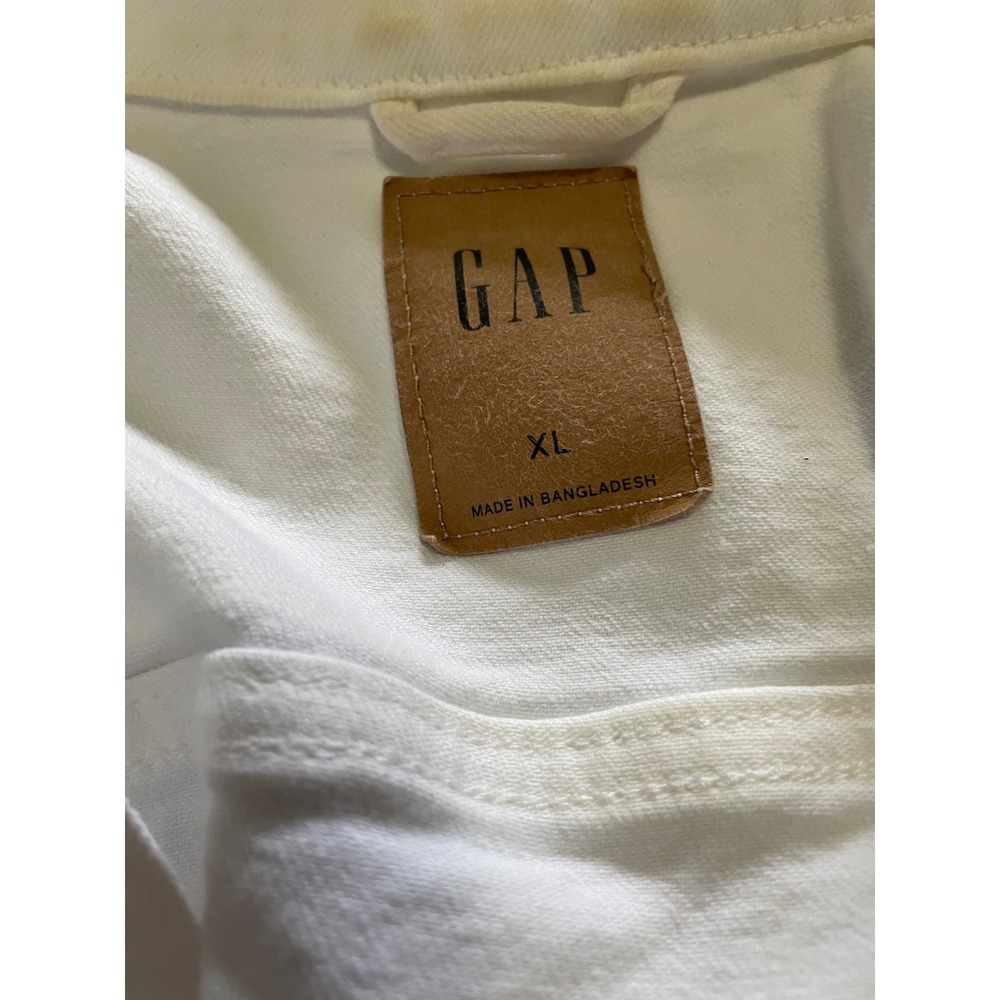 GAP‎ Womens White Denim Jacket XL Button Front Classic Trucker Style - Picture 3 of 3